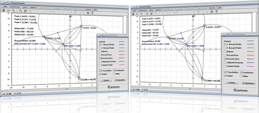 MathProf - Brocard-Punkte - Fußpunkt - Lemoine - Punkt - Dreieck - Umkreis - Rechner - Zeichnen - Grafisch