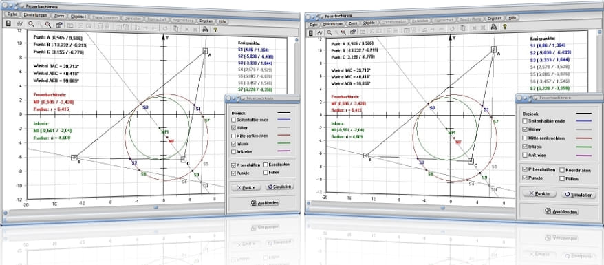 MathProf - Feuerbachkreis - Konstruieren - Mittelpunkt - Dreieck - Mittelsenkrechte - Seitenhalbierende - Höhen - Rechner - Berechnen
