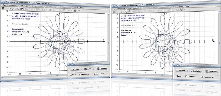 MathProf - Inverse Funktion - Invers - Inversion - Funktion - Kreis - Polarform - Parameterform - Explizit - Kartesisch - Graph - Grafisch - Darstellen - Zeichnen - Parameter - Plotten