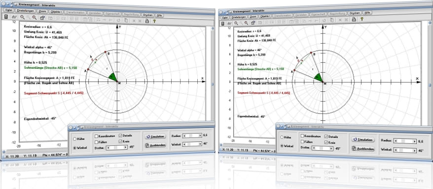 MathProf - Kreissegment - Kreisabschnitt - Kreissehne - Berechnen - Bogen - Sehne - Länge - Kreisteile - Kreisbogenlänge - Schwerpunkt - Rechner - Zeichnen