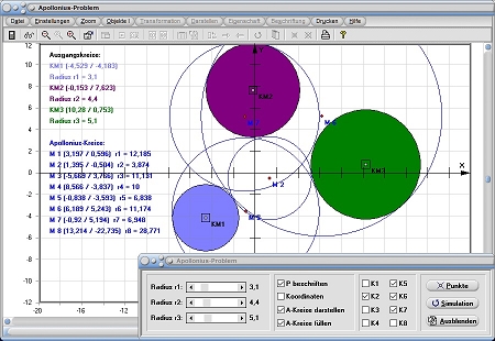 MathProf - Apollonius - Problem - Apollonisches Problem - Berührproblem - Kreis - Kreise - Graph - Rechner - Berechnen - Darstellen - Zeichnen