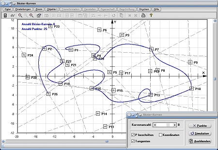 MathProf - Bezier Kurve - Bezier Kurven - Bezier - Spline - Generator - Interpolation - Darstellen - Formel - Zeichnen - Plotten