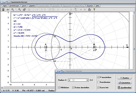 MathProf - Cassinische Kurven - Cassini - Kurve - Formel - Funktion - Gleichung - Definition - Graph - Rechner - Berechnen - Darstellen - Zeichnen - Plotten