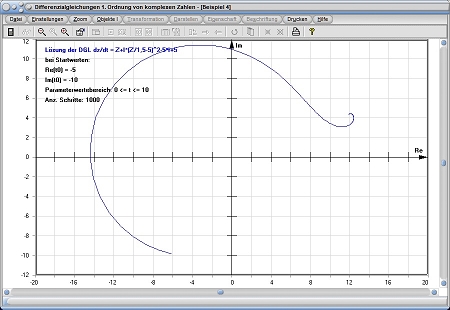 MathProf - Komplex - Komplexe Zahlen - Koeffizienten - DGL erster Ordnung - Parameter - Berechnen - Graph - Grafisch - Plotter - Parameter - Rechner - Lösung - Darstellen - Tabelle
