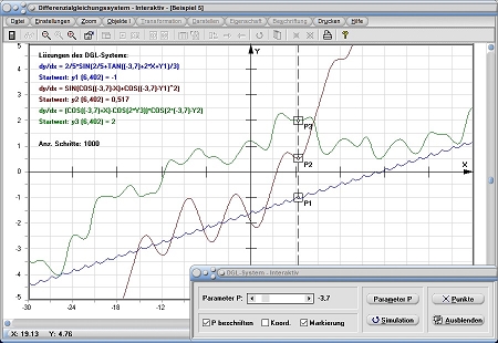 MathProf - Homogenes DGL-System - Lineares DGL-System - Systeme von Differentialgleichungen - Graph - Rechner - Berechnen - Lösungen - Zeichnen