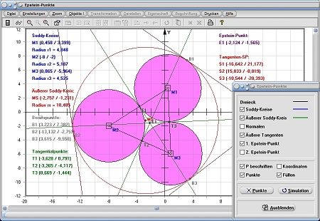 MathProf - Epstein-Punkte - Dreiecke - Umkreis - Soddy  Kreise - Rechner - Berechnen - Darstellen - Zeichnen - Grafisch