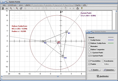 MathProf - Epstein-Punkte - Dreiecke - Umkreis - Soddy  Kreise - Rechner - Berechnen - Darstellen - Zeichnen - Grafisch