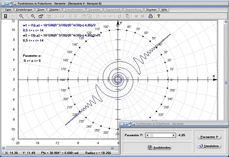 MathProf - Kurven - Polargraph - Plot - Grafik - Funktionen - Polarform - Kurve - Grafisch - Plotten - Graph - Beispiel - Grafische Darstellung - Funktionsplotter - Funktionsgraphen - Graphen - Graphen zeichnen - Polarkoordinatensystem - Polarkoordinatendarstellung - Polarkoordinaten - Funktionen - Polardiagramm