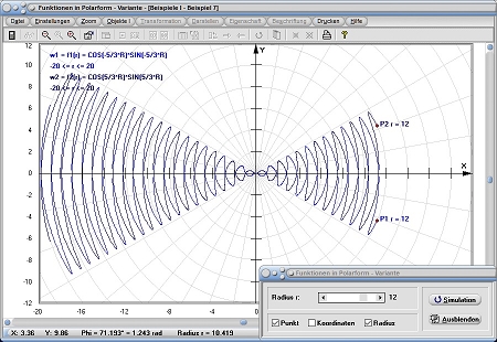 MathProf - Kurve in Polarkoordinaten - Polardiagramm - Berechnen - Funktion in Polarform - Funktionen in Polarkoordinaten - Kurve - Graphik - Plotten - Funktionsgraph - Beispiel - Graphische Darstellung - Funktionsgraphen - Graphen - Funktionen zeichnen - Funktionen darstellen - Funktionsplotter - Polarkoordinatensystem - Polarkoordinatendarstellung - Polarkoordinaten - Funktionen - Funktionswerte - Grafisch - Grafik - Zeichnen - Plotter
