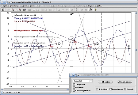 MathProf - Schnittpunkt - Funktionen - Gemeinsamer Punkt - Schnittwinkel - Graphen - Funktionen gleichsetzen - Rechnerisch - Bestimmen - Gemeinsame Punkte - Rechner - Berechnen - Zeichnen - Graph