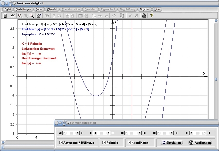 MathProf - Funktion - Stetig - Stetigkeit - Asymptote - Asymptoten - Uneigentlicher Grenzwert - Grenzwerte - Definition - Graph - Rechner - Berechnen - Darstellen - Zeichnen
