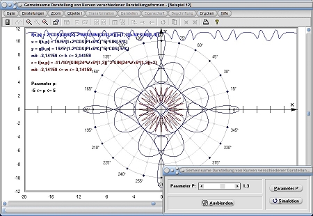 MathProf - Zwei Funktionen - Mehrere Funktionen - Gleichzeitig - Gemeinsam - Polarform - Parameterform - Explizit - Graph - Grafisch - Darstellen - Zeichnen - Parameter - Plotten