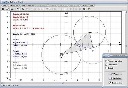 MathProf - Goldener Schnitt - Zerlegung - Teilstrecke - Teilstrecken - Kreis - Teilung - Verhältnis - Grafik - Graph - Bild - Bedeutung - Rechner - Berechnen - Darstellen - Zeichnung - Zeichnen
