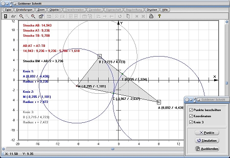 MathProf - Goldener Schnitt - Geometrie - Konstruktion - Konstruieren - Proportionale - Seitenverhältnis - Strecke - Stetige Teilung - Zerlegung - Rechner - Berechnen - Darstellen - Zeichnung - Zeichnen
