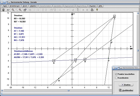 MathProf - Harmonische Teilung - Teilung - Teilverhältnis - Gerade - Strecke - Strecken - Verhältnis - Verhältnisse - Definition - Graph - Rechner - Berechnen