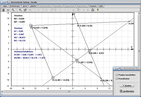 MathProf - Harmonische Teilung - Teilung - Teilverhältnis - Gerade - Strecke - Strecken - Verhältnis - Verhältnisse - Definition - Graph - Rechner - Berechnen