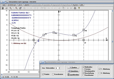 MathProf - Newtonsche Interpolation - Newtonsche Näherung - Newtonsches Näherungsverfahren - Näherungspolynom - Näherungskurve - Rechner - Berechnen - Darstellen - Zeichnen