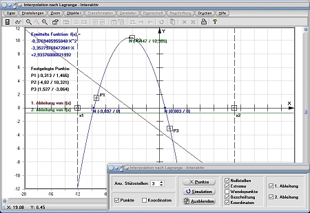 MathProf - Werte - Stützwerte - Stützstellen - Stützpunkte - Grafische Darstellung - Newtonsches Interpolationsverfahren - Rechner - Berechnen - Darstellen - Zeichnen