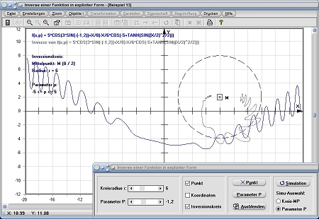 MathProf - Umgekehrte Funktion - Umgekehrte Funktion - Invertierte Funktion - Funktionen - Kreis - Polarform - Parameterform - Explizit - Kartesisch - Graph - Grafisch - Darstellen - Zeichnen - Parameter - Plotten