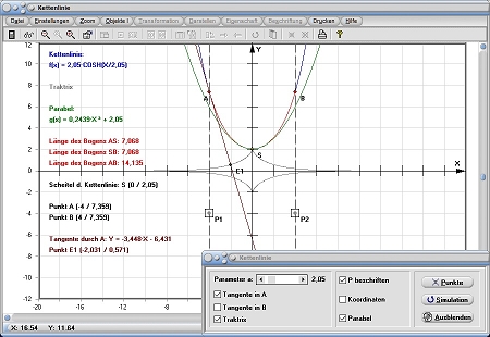 MathProf - Kettenlinie - Kettenlinien - Länge - Mathematik - Definition - Graph - Rechner - Berechnen - Darstellen - Zeichnen
