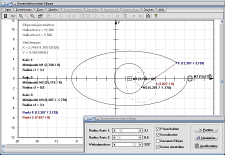 MathProf - Ellipse - Konstruktion - Konstruieren - Ellipsenkonstruktion - Zeichnen - Darstellen