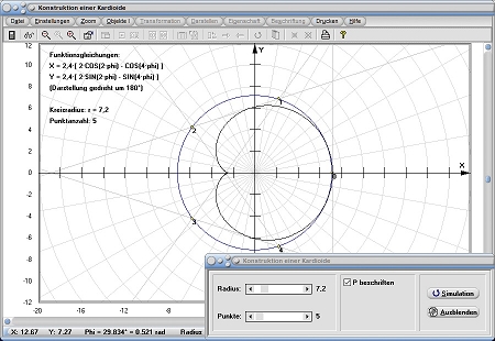 MathProf - Kardioide - Fläche - Flächeninhalt - Bogenlänge - Formel - Gleichung - Definition - Graph - Konstruieren - Konstruktion - Rechner - Berechnen - Darstellen - Zeichnen - Plotten
