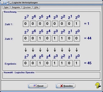 MathProf - Logischer Operator - Zahl - Zahlen - 0 - 1 - Logische Grundschaltungen - Rechner - Berechnen - Berechnung - Addieren - Addition