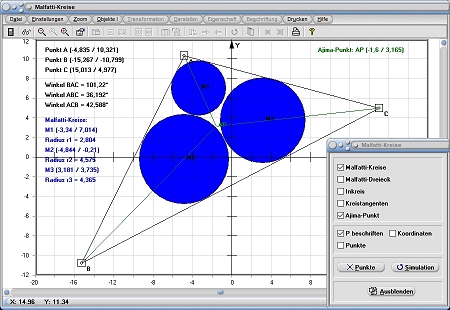 MathProf - Malfatti - Kreis - Kreise - Problem - Graph - Rechner - Berechnen - Darstellen - Zeichnen
