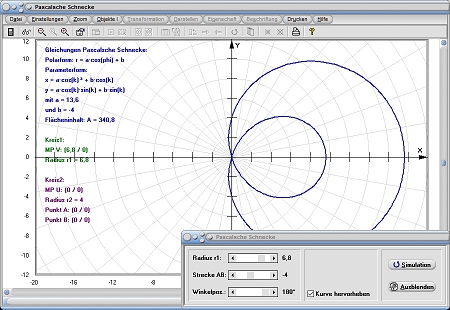 MathProf - Pascalsche Schnecke - Formel - Funktion - Gleichung - Kreise - Definition - Graph - Rechner - Berechnen - Darstellen - Zeichnen - Plotten
