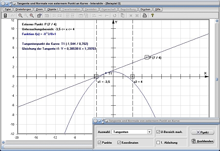 MathProf - Tangente - Berührpunkt - Funktion - Gleichung - Tangentengleichung - Tangentenpunkt - Ermitteln - Ermittlung - Bestimmen - Bestimmung - Berechnen - Grafik - Rechner - Plotter - Graph
