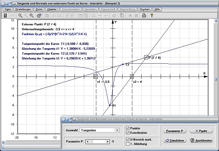 MathProf - Tangente - Beispiel - Ableitung - 1. Ableitung - Aufgaben - Bestimmen - Bestimmung - Berechnen - Grafik - Rechner - Plotter - Graph - Zeichnen - Bilder - Darstellung - Berechnung - Darstellen
