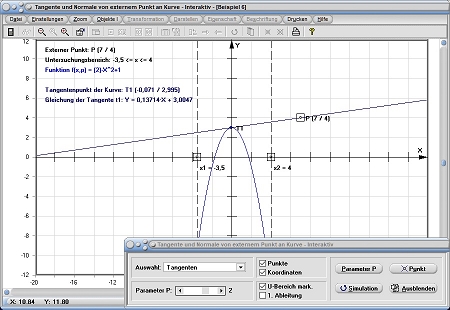 MathProf - Tangente - Berührpunkt - Funktion - Gleichung - Tangentengleichung - Tangentenpunkt - Ermitteln - Ermittlung - Bestimmen - Bestimmung - Berechnen - Grafik - Rechner - Plotter - Graph