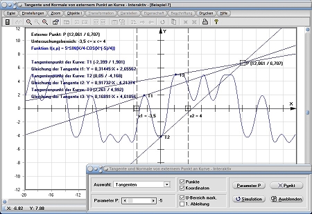 MathProf - Tangente - Beispiel - Aufgaben - Bestimmen - Bestimmung - Berechnen - Grafik - Rechner - Plotter - Graph - Zeichnen - Bilder - Darstellung - Berechnung - Darstellen