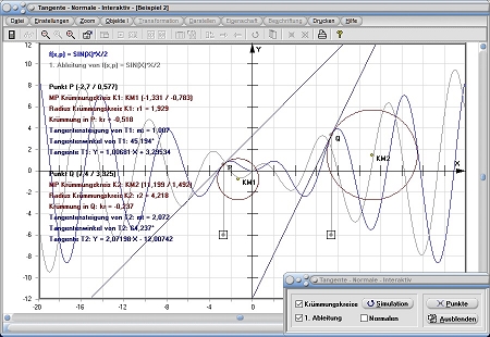 MathProf - Kurvennormale - Kurventangente - Tangente - Normale - Tangentengleichung - Bestimmung - Darstellung - Berechnen - Darstellen - Rechner - Berechnen - Formel - Steigung - Berührpunkt - Eigenschaften