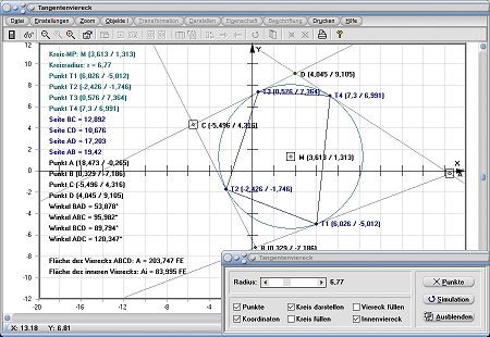 MathProf - Tangentenviereck - Formel - Fläche - Satz - Graph - Rechner - Berechnen - Darstellen - Zeichnen