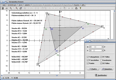 MathProf - Seitenlänge - Proportion - Verhältnisse - Dreieck - Dreiecke - Innen - Außen - Seite - Seiten - Rechner - Berechnen - Darstellen