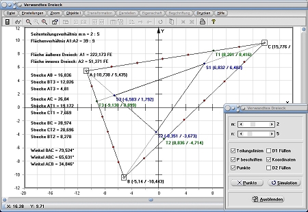 MathProf - Seitenlänge - Proportion - Verhältnisse - Dreieck - Dreiecke - Innen - Außen - Seite - Seiten - Rechner - Berechnen - Darstellen