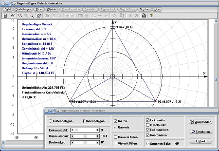 MathProf - Vieleck - Fläche - Diagonalen - Formeln - Winkelsumme - N-Eck - Fläche - Rechner - Radius - Umfang - Inkreis - Diagonalen