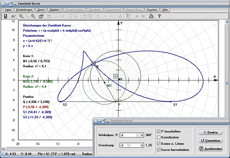 MathProf - Trisektrix - Formel - Funktion - Gleichung - Fläche - Flächeninhalt - Kreis - Asymptote - Definition - Graph - Rechner - Berechnen - Darstellen - Zeichnen - Plotten