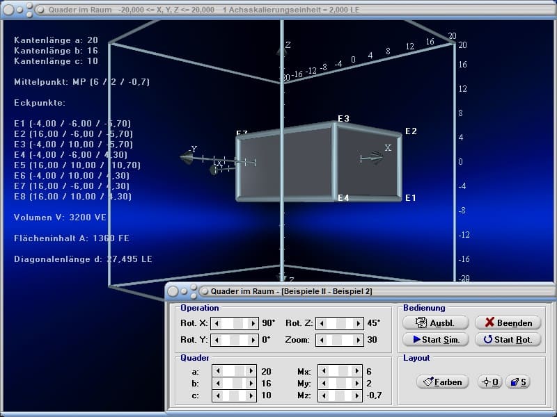 MathProf - Quader - Volumen - Flächeninhalt - Räumliche Darstellung - Quadratische Pyramide - Quadratische Grundfläche - Quader zeichnen - Raumdiagonale - Diagonale - Rechner - Berechnen