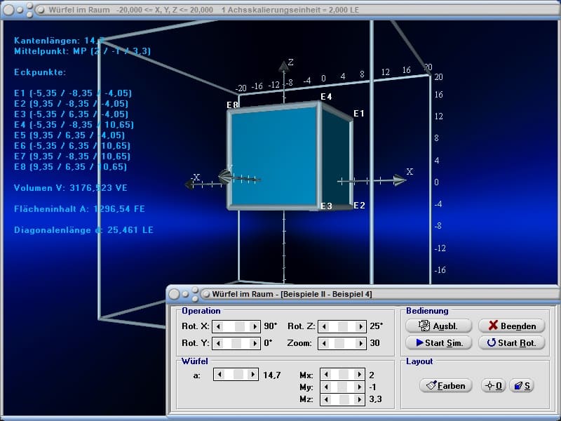 MathProf - Würfel - Würfelnetze - Körpernetze - Schwerpunkt - Winkel - Oberflächenberechnung - Körperberechnung - Volumenberechnung - Seitenkanten - Teilflächen - Schnitt - Rechner - Berechnen