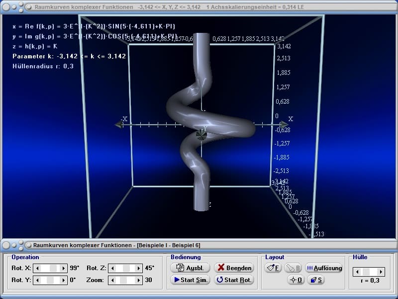  MathProf - Funktionen - 3D - Kurve - Komplexe Zahlen - Pameterdarstellung - Ring - Eigenschaften - Parameter - Länge - Bogen - Rechner - Zeichnen