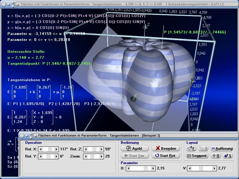 MathProf - Tangentialebene - Funktion - 3D - Parameterform - Definition - Raum - Surface - Plot - Graph - Plotter - Rechner - Bilder - Plotten - Darstellung