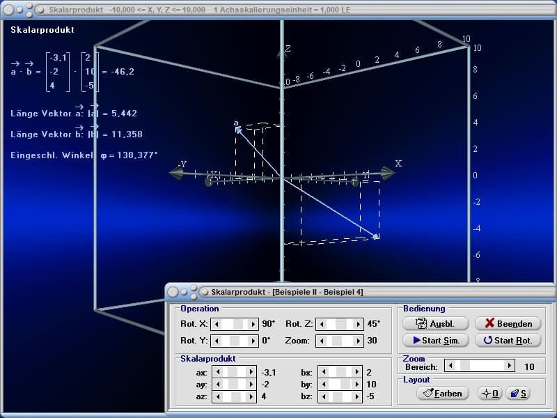 MathProf - Skalarprodukt - Bilden - Darstellung - Berechnung - Berechnen - Rechner - Darstellen - Cosinus