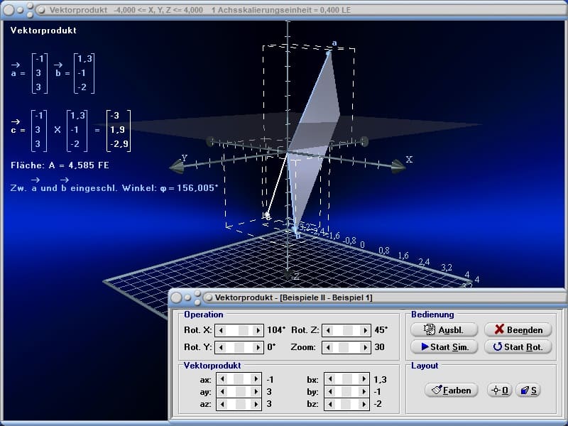 MathProf - Vektorprodukt - Orthogonale Vektoren - Orthogonaler Vektor - Darstellung - Berechnung - Winkel - Fläche - Flächeninhalt - Berechnen - Grafik - Vektor