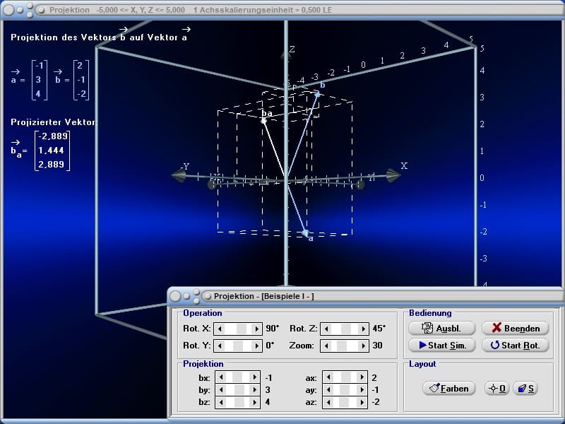 MathProf - Vekren - Projektion - Projizieren - Dreidimensional - 3D - Darstellung - Berechnung - Darstellen - Definition - Rechner - Berechnen - Plotten