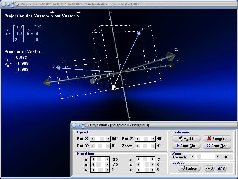 MathProf - Vektorielle Projektion - Projektion von Vektoren - Vektor projizieren - Formel - Rechner - Berechnen - Zeichnen