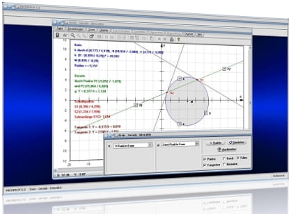 MathProf - Kreis - Kreise - Geraden - Gerade - Normalengleichung - Normale - Sekante - Lagebeziehung Kreis Gerade - Rechner - Berechnen - Darstellen - Zeichnen - Graph - Grafik - Grafische Darstellung - Schnittpunkt - Gleichung