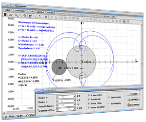 MathProf - Epizykloide - Epitrochoide - Rollkurve - Parameter - Gleichung - Funktion - Animation - Parameterdarstellung - Winkel - Kreis - Radius - Koordinaten - Graph - Plotten - Grafisch - Bilder - Eigenschaften - Darstellung - Berechnen - Berechnung - Rechner - Beispiel - Grafik - Zeichnen - Darstellen