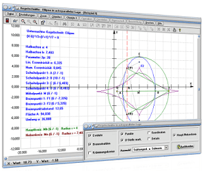 MathProf - Ellipse - Punkt - Tangente - Normale - Asymptote - Kegelschnitt - Externe Tangente - Extern - Berührpunkt - Scheitelpunkte - Gleichungen - Funktion - Tangentengleichung - Bild - Darstellen - Plotten - Graph - Rechner - Berechnen - Grafik - Zeichnen - Plotter